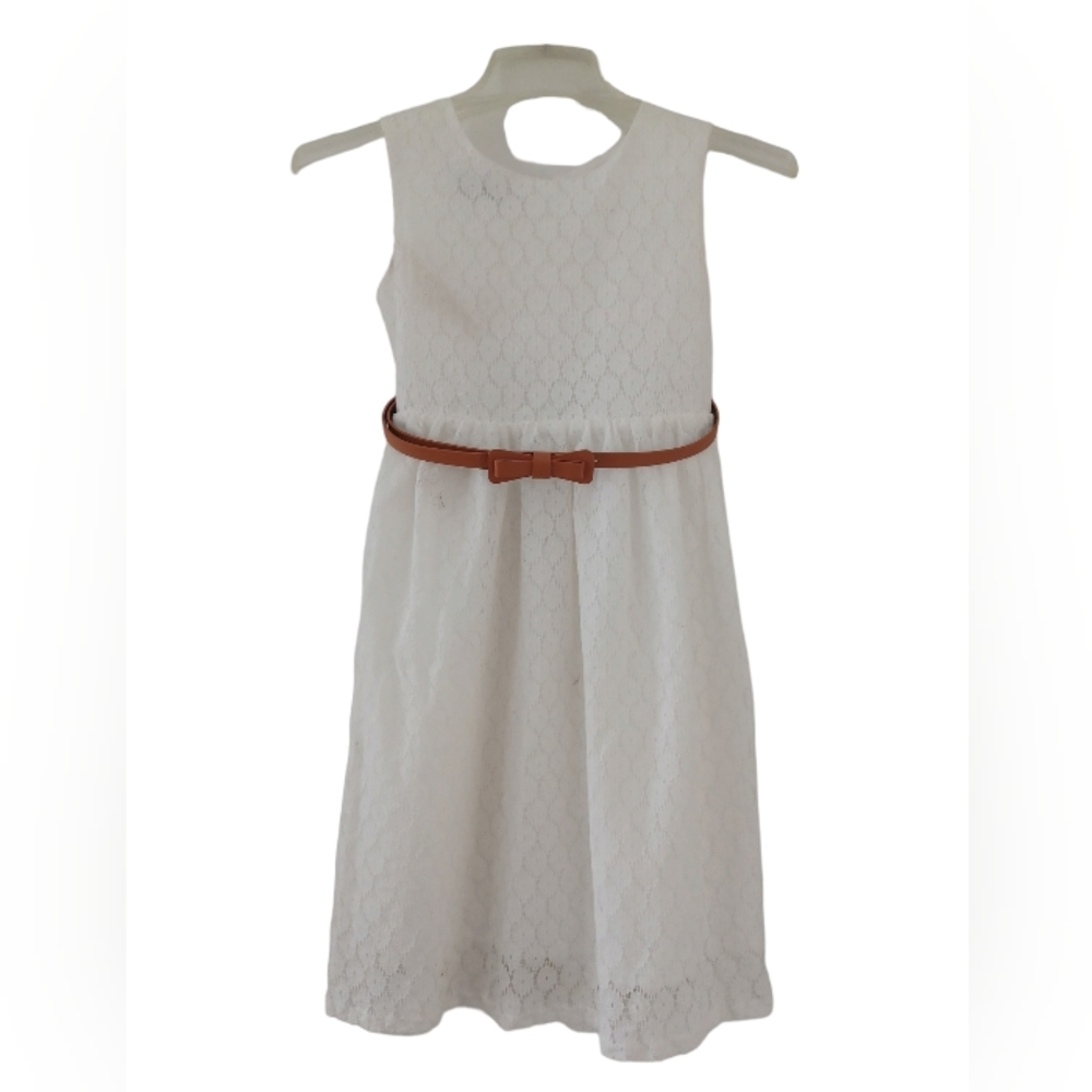 Girl dress white lace with camel belt Girl 9/10